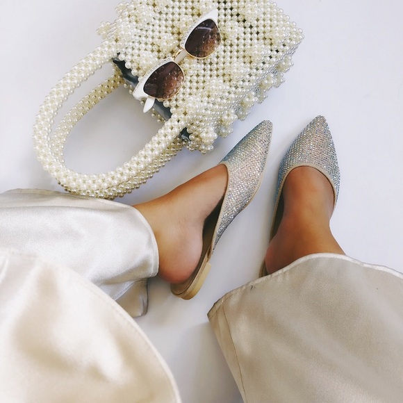 🆕Devon Nude & Rhinestone Pointy Toe Mules Slides - Picture 7 of 8